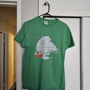 Star Wars Death Star Lego Christmas Medium Green Graphic T-Shirt